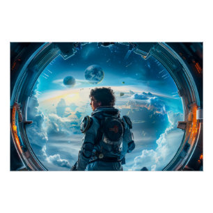 Astronaut at the Viewport Poster