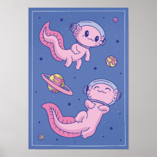 Astronaut Axolotls Poster