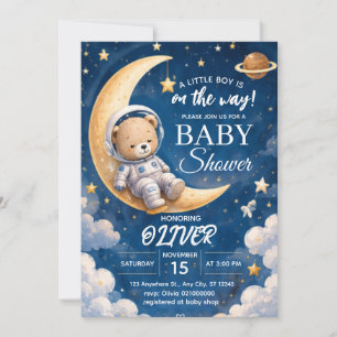 Astronaut Baby Shower Invitation Boy Space Bear