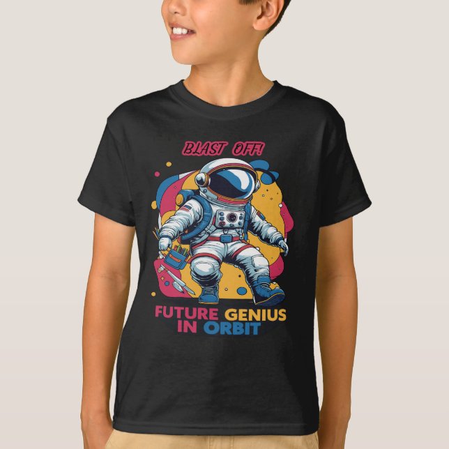 Astronaut Back-to-School "Future Genius in Orbit"  T-Shirt (Front)