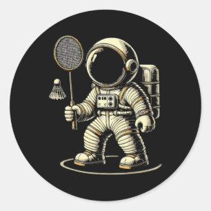 Astronaut Badminton Player Shuttle 2 Classic Round Sticker