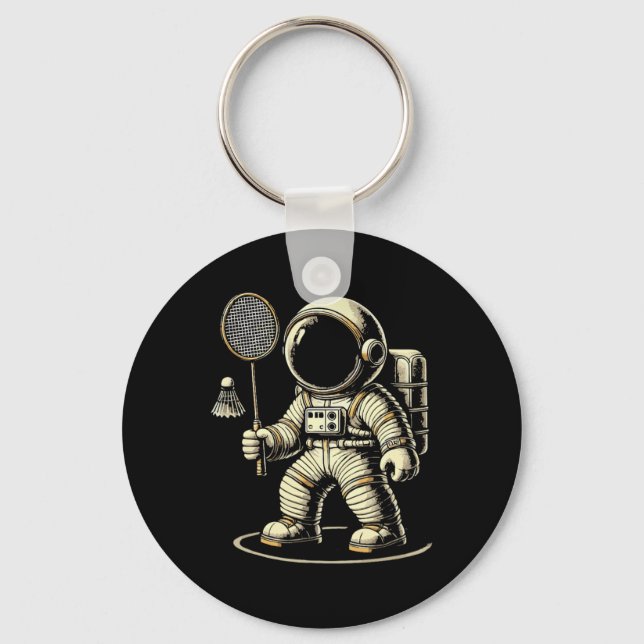 Astronaut Badminton Player Shuttle 2  Keychain (Front)