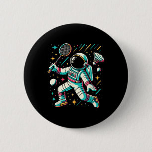 Astronaut Badminton Player Shuttle Sport  2 Inch Round Button