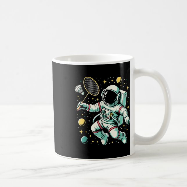 Astronaut Badminton Player Shuttle Sport  Coffee Mug (Right)