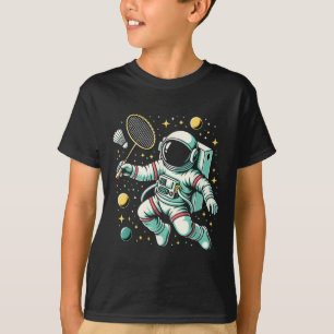 Astronaut Badminton Player Shuttle Sport  T-Shirt