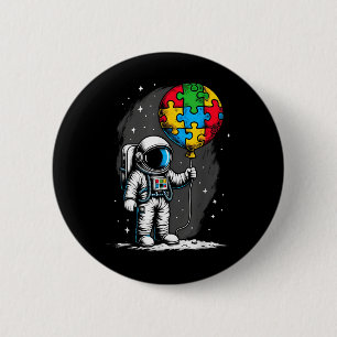 Astronaut Balloon Autism Awareness Space Autistic 2 Inch Round Button