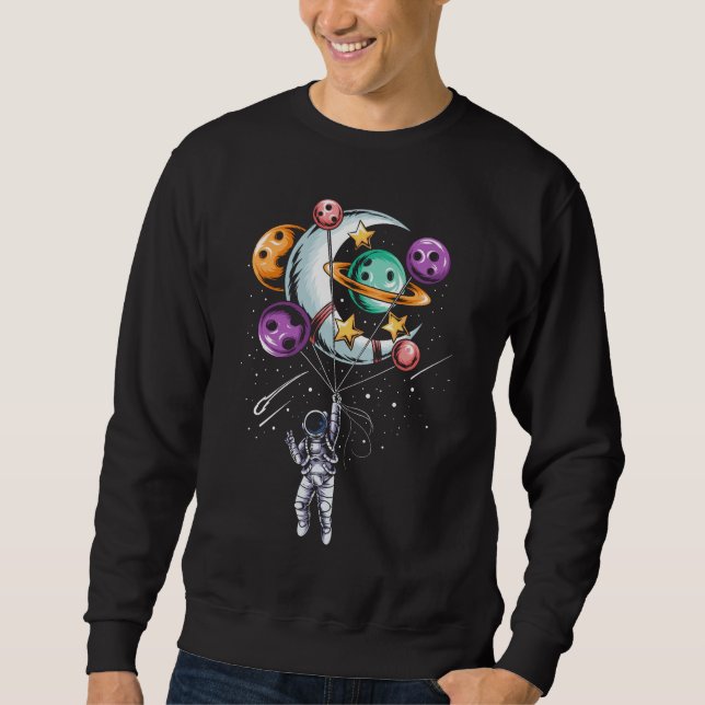 Astronaut Balloon Planets Illustrations Sweatshirt (Front)