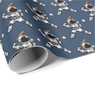 Astronaut Baseball Wrapping Paper