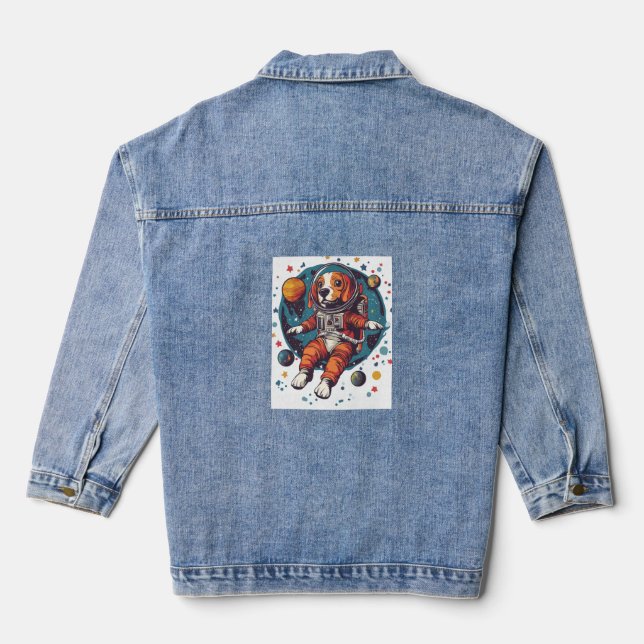 Astronaut Beagle – Space Explorer Dog Denim Jacket (Back)