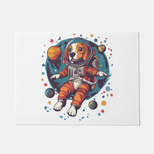 Astronaut Beagle � Space Explorer Dog Doormat (Front)