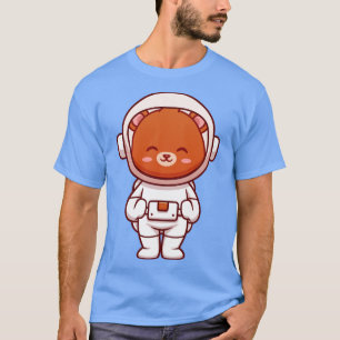 Astronaut Bear Astronaut Cartoon T-Shirt