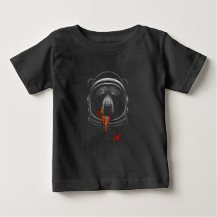 Astronaut Bear with Neon Paint Drips Cosmic Animal Baby T-Shirt