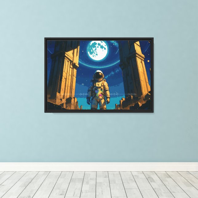 Astronaut Beneath the Celestial Gate Canvas Print (Insitu(Wood Floor))