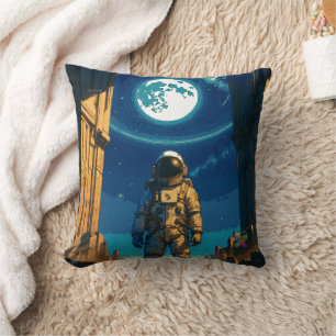 Astronaut Beneath the Celestial Gate Throw Pillow