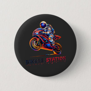 Astronaut Biker  2 Inch Round Button