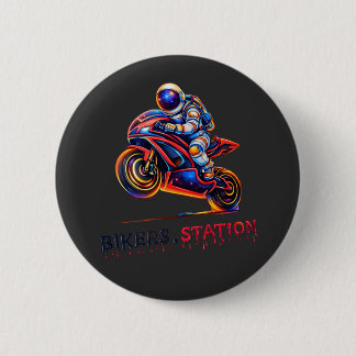 Astronaut Biker  2 Inch Round Button