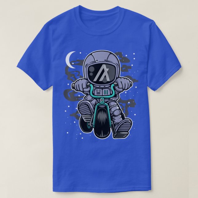 Astronaut Biker Algorand ALGO Coin To The Moon Cry T-Shirt (Design Front)
