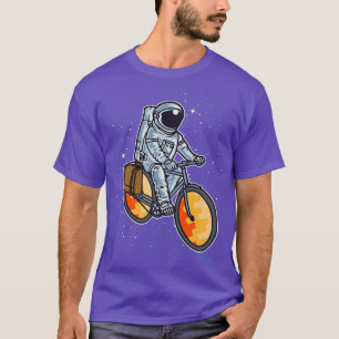 Astronaut Biking Bicycle In Universe Kids Men Wome T-Shirt