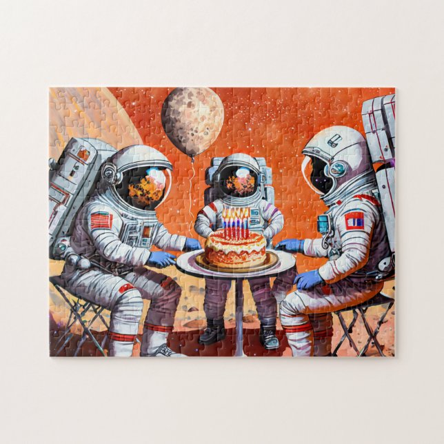 Astronaut Birthday 1 Easy Brain Art Puzzle Photo  (Horizontal)