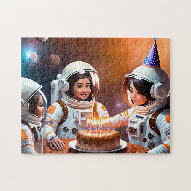 Astronaut Birthday 2 Photo Puzzles Internet Jigsaw (Horizontal)