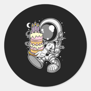 Astronaut Birthday Cake Classic Round Sticker
