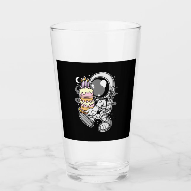 Astronaut Birthday Cake Glass (Front)