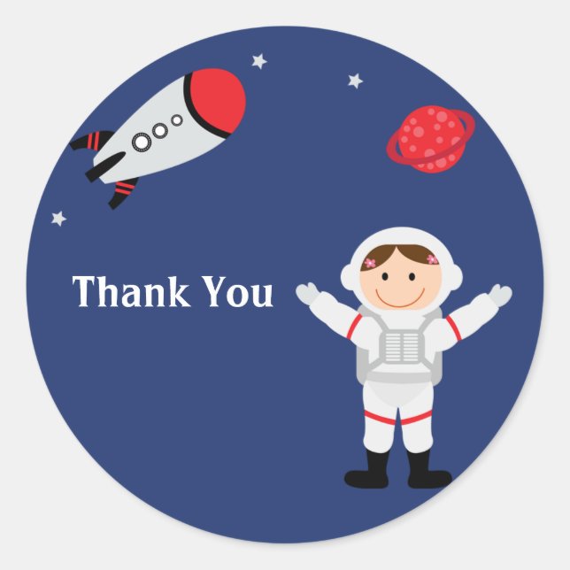 Astronaut Birthday Favour Stickers (Front)