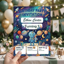 Astronaut Birthday Invitation - Customizable Space