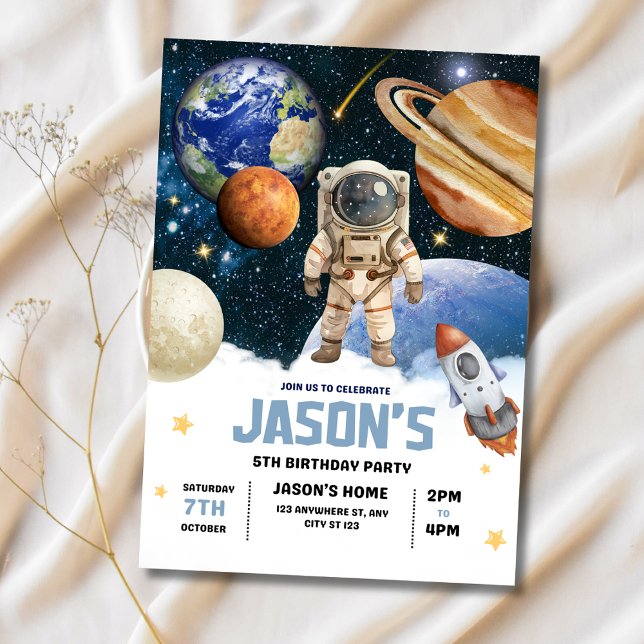 Astronaut Birthday invitation, Outer Space Galaxy Invitation (Creator Uploaded)