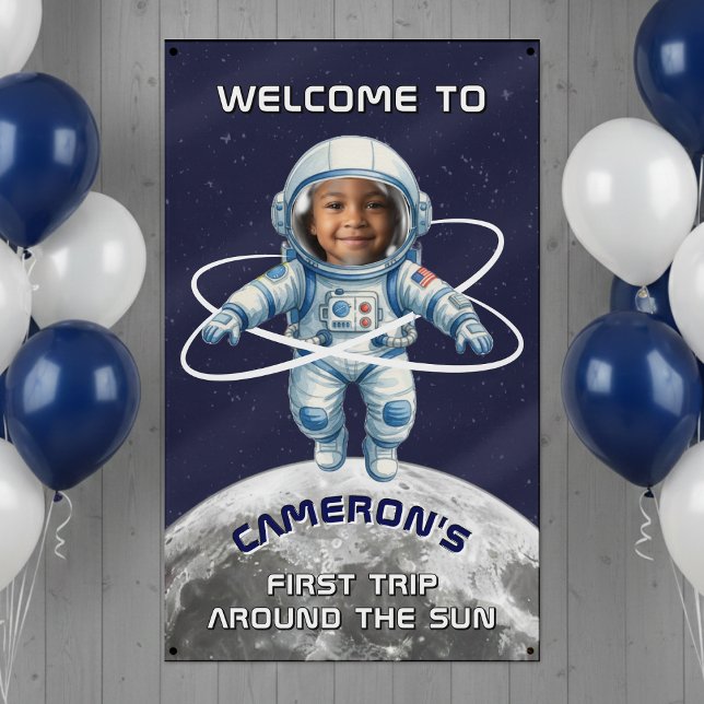 Astronaut Birthday Party 1st Trip Around the Sun Banner (Creator Uploaded)