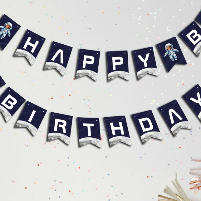 Astronaut Birthday Party 1st Trip Around the Sun Bunting Flags (Creator Uploaded)