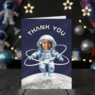 Astronaut Birthday Party 1st Trip Around the Sun Thank You Card