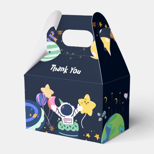 Astronaut birthday party  favor box (Front Side)