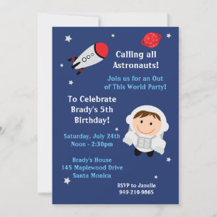 Astronaut Birthday Party Invitation