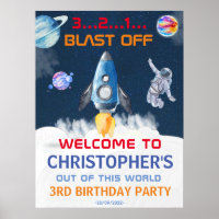 Astronaut Blue Space Birthday Welcome