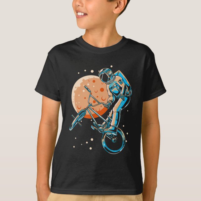 Astronaut BMX Moon Space Biker T-Shirt (Front)