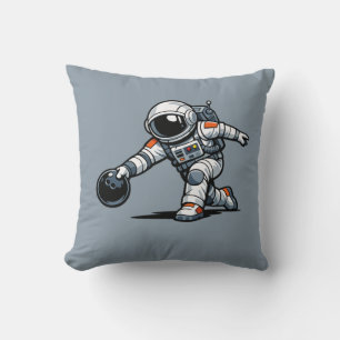Astronaut Bowling Throw Pillow
