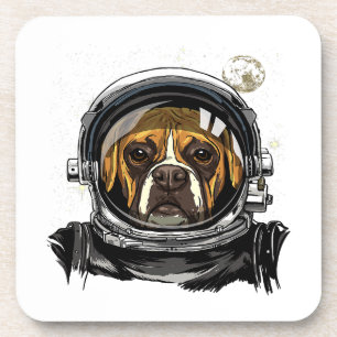 Astronaut Boxer Dog Space Exploration Astronomy Coaster