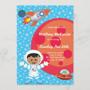 Astronaut boy Birthday theme Invitation