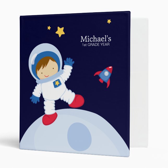 Astronaut Boy Kid's Personalized Binder (Front/Inside)