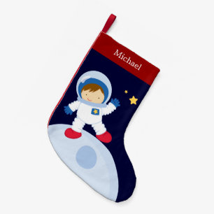 Astronaut Boy Kid's Personalized Small Christmas Stocking