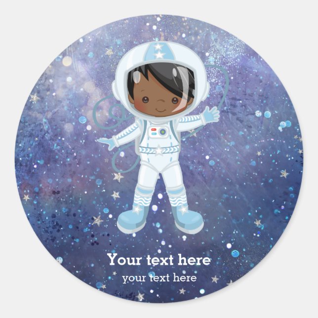 Astronaut boy Outer Space Classic Round Sticker (Front)