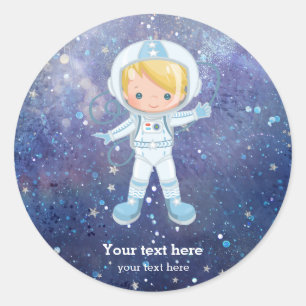 Astronaut boy Outer Space Classic Round Sticker