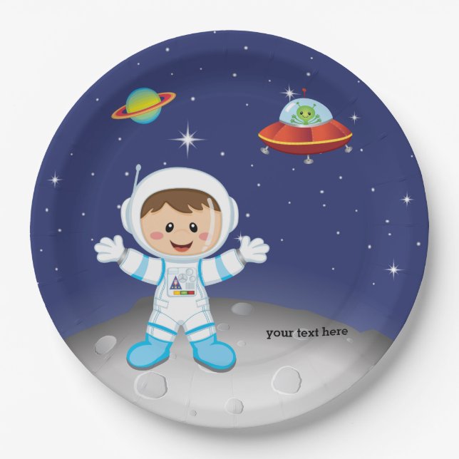 Astronaut boy paper plate (Front)