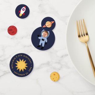Astronaut Boy Photo Birthday Outer Space Planets Confetti