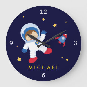Astronaut Boy Space Themed Large Clock