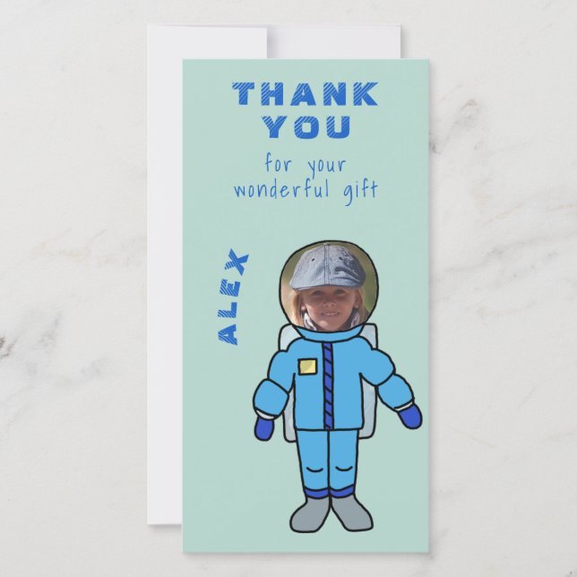 Astronaut Boy Thank You Insert your Face Card (Front)