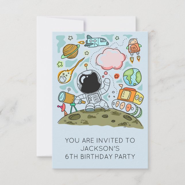 Astronaut Boy's Birthday Party Theme Invitation (Front)