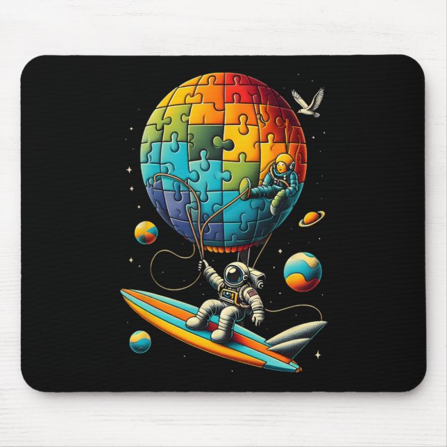 Astronaut Bylloon Autism Awareness Space Autistic  Mouse Pad (Front)