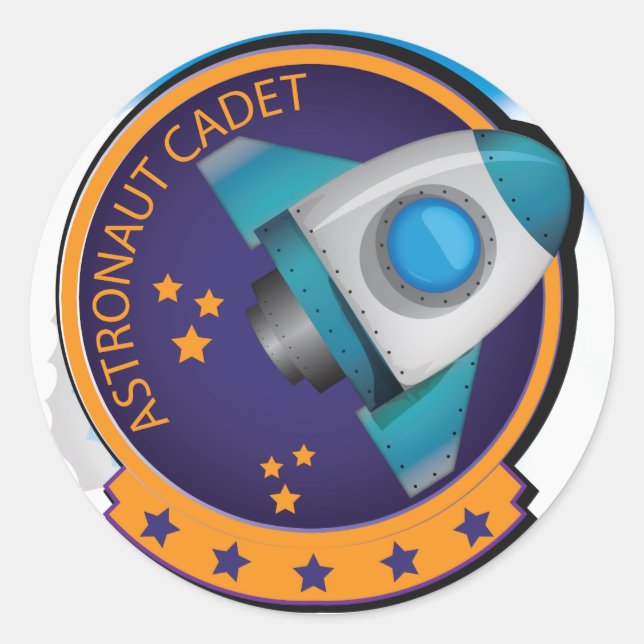 Astronaut Cadet Badge Classic Round Sticker (Front)